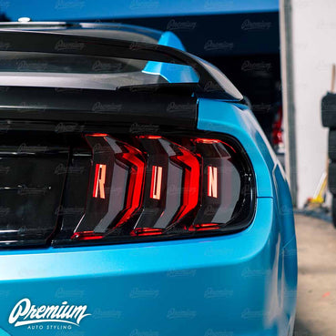 "LOL RUN" Tail Light Black Out w/ Custom Cut Vinyl Overlay - Gloss Black | 2018-2023 Ford Mustang