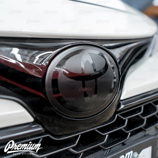 Front & Rear Emblem Overlays - Stealth GB Logo / SB background | 2023+ Toyota GR Corolla