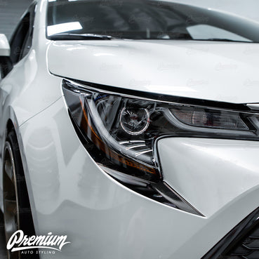 2019-2022 Toyota Corolla Hatchback Front Bumper Accent - Under Eyelid Overlay - Gloss Black | E210
