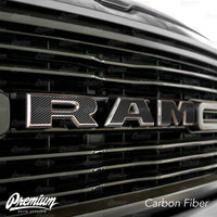 Carbon Fiber - Front Grille RAM Emblem Vinyl Overlay ( Face Only ) | 2019-2023 Dodge Ram 1500