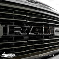 Gloss Black - Front Grille RAM Emblem Vinyl Overlay ( Face Only ) | 2019-2023 Dodge Ram 1500
