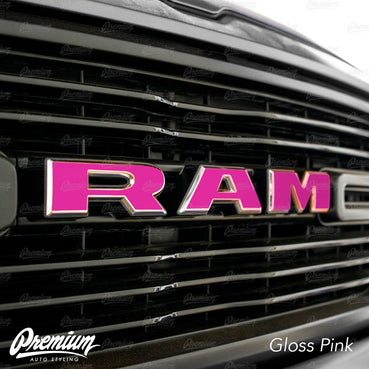 ( Choose Your Color ) - Front Grille RAM Emblem Vinyl Overlay ( Face Only )