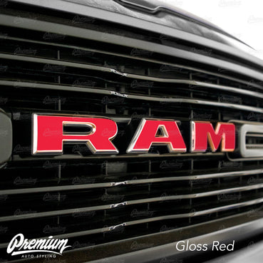 ( Choose Your Color ) - Front Grille RAM Emblem Vinyl Overlay ( Face Only )