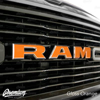 ( Choose Your Color ) - Front Grille RAM Emblem Vinyl Overlay ( Face Only ) | 2019-2023 Dodge Ram 1500