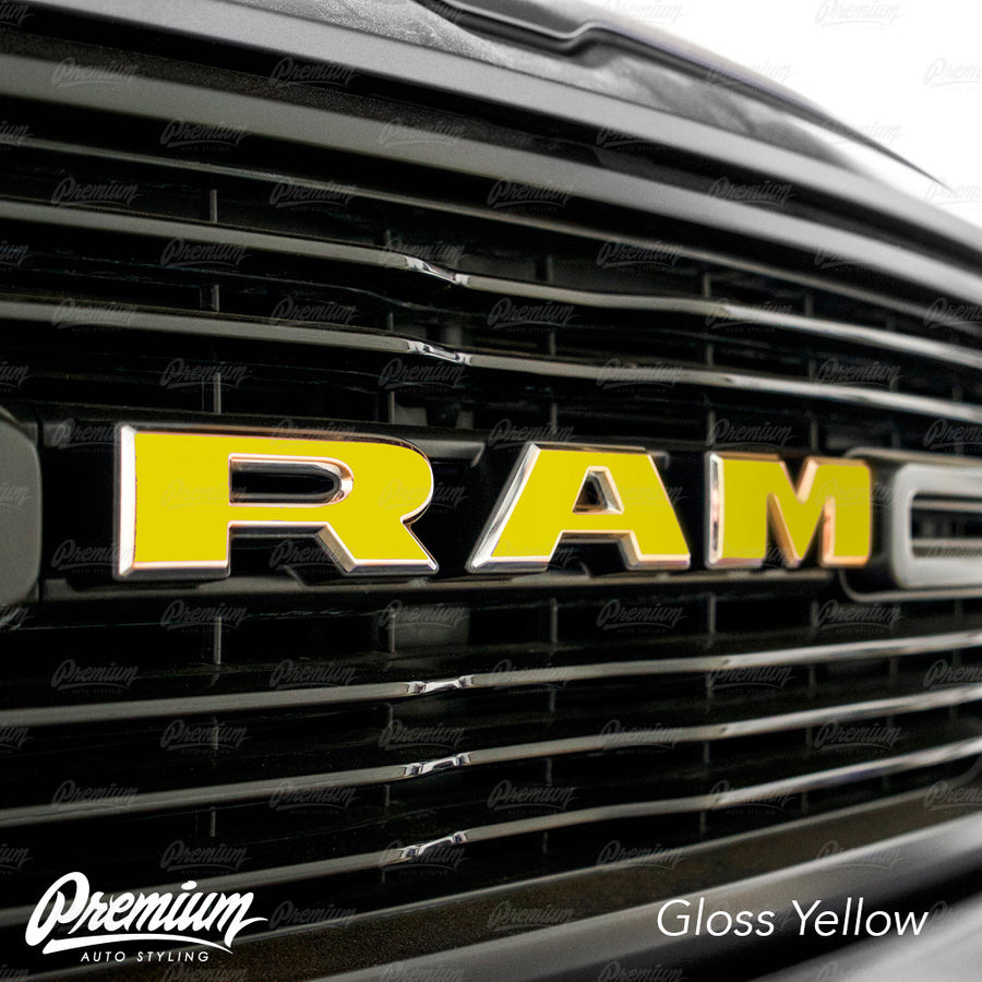 ( Choose Your Color ) - Front Grille RAM Emblem Vinyl Overlay ( Face Only ) | 2019-2023 Dodge Ram 1500