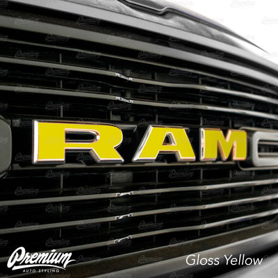 ( Choose Your Color ) - Front Grille RAM Emblem Vinyl Overlay ( Face Only ) | 2019-2023 Dodge Ram 1500