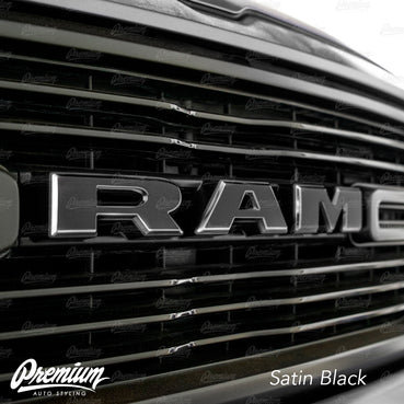 Satin Black - Front Grille RAM Emblem Vinyl Overlay ( Face Only ) | 2019-2023 Dodge Ram 1500