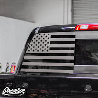 Pre-Cut American Flag Rear Window DECAL - Satin Black / Satin Grey | 2014-2019 GMC Sierra | 2014-2019 Chevy 1500