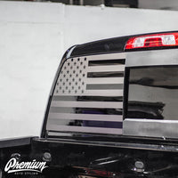 Pre-Cut American Flag Rear Window DECAL - Satin Black / Satin Grey | 2014-2019 GMC Sierra | 2014-2019 Chevy 1500