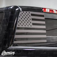 Pre-Cut American Flag Rear Window DECAL - Satin Black / Satin Grey | 2014-2019 GMC Sierra | 2014-2019 Chevy 1500