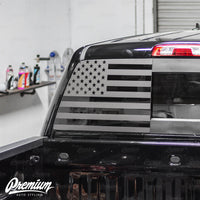 Pre-Cut American Flag Rear Window DECAL - Satin Black / Satin Grey | 2014-2019 GMC Sierra | 2014-2019 Chevy 1500