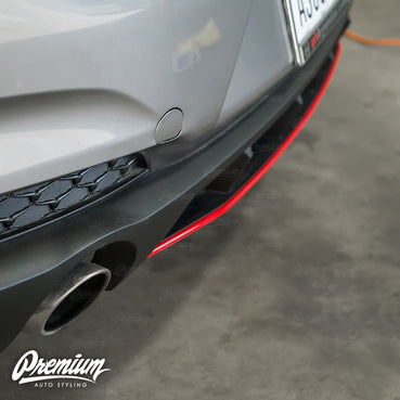 Rear Diffuser Pinstripe Vinyl Overlay - Gloss Red | 2019-2020 Hyundai Elantra GT N Line Hatchback