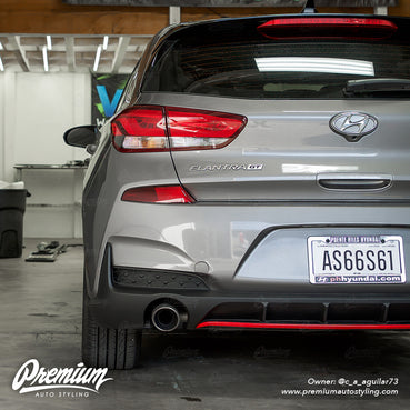 Rear Diffuser Pinstripe Vinyl Overlay - Gloss Red | 2019-2020 Hyundai Elantra GT N Line Hatchback