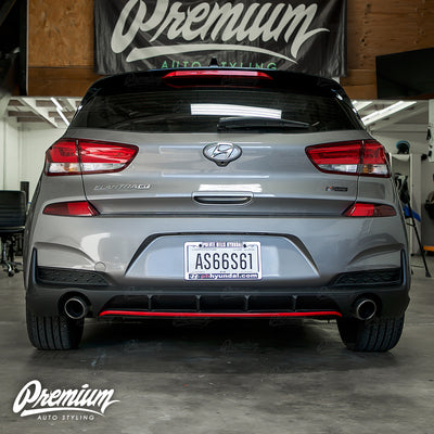 Rear Diffuser Pinstripe Vinyl Overlay - Gloss Red | 2019-2020 Hyundai Elantra GT N Line Hatchback