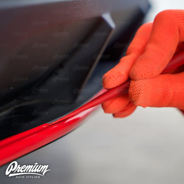 Rear Diffuser Pinstripe Vinyl Overlay - Gloss Red | 2019-2020 Hyundai Elantra GT N Line Hatchback