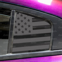 Pre-Cut American Flag Rear Quarter Window DECAL Set - Satin Black / Satin Grey | 2011-2022 Dodge Charger