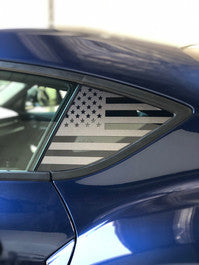 Pre-Cut American Flag Rear Quarter Window DECAL Set - Satin Black / Satin Grey | 2020+ Toyota GR Supra