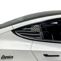 TESLA MODEL 3 | QUARTER WINDOW DECAL - DISTRESSED US FLAG