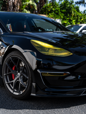 2018–2023 Tesla Model 3 & Model Y Yellow Headlight PPF Tint Overlays | Pre-Cut Pair