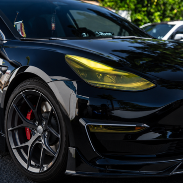2018–2023 Tesla Model 3 & Model Y Yellow Headlight PPF Tint Overlays | Pre-Cut Pair