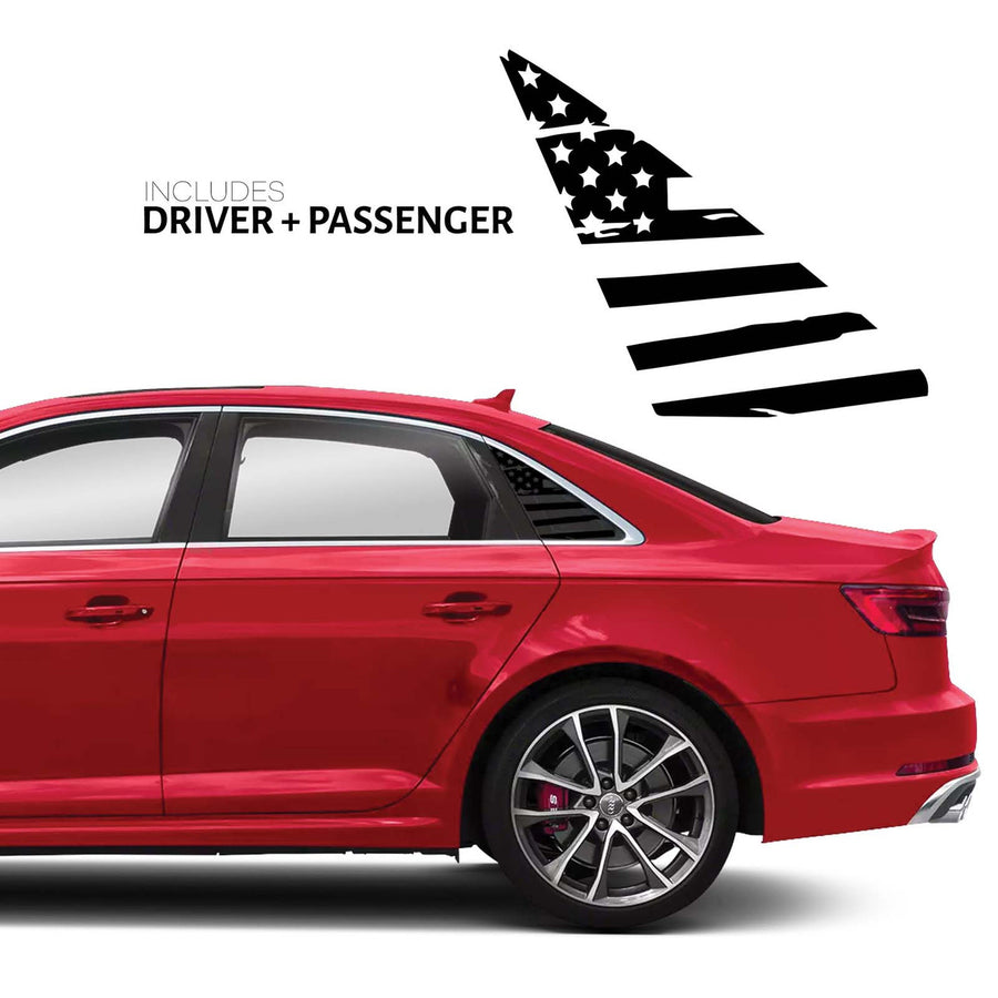 Distressed US Flag Qtr Window Decal - 2017-2019 Audi B9 A4/S4/RS4