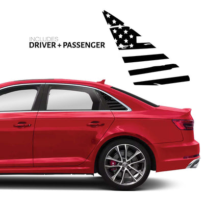 Distressed US Flag Qtr Window Decal - 2017-2019 Audi B9 A4/S4/RS4