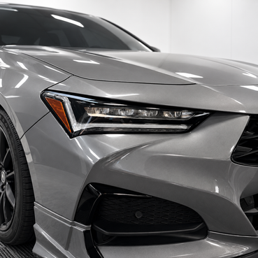 Acura TLX headlight with no tint vinyl overlays by premium auto styling