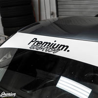 Premium Japanese Script Logo Window Banner | Gloss White w/ Gloss Black Logo