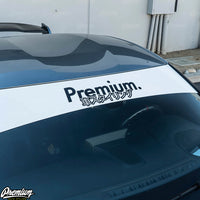 Premium Japanese Script Logo Window Banner | Gloss White w/ Gloss Black Logo