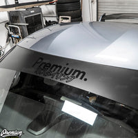 Premium Japanese Script Logo Window Banner | Satin Black w/ Gloss Black Logo - Stealth