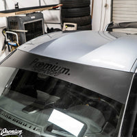 Premium Japanese Script Logo Window Banner | Satin Black w/ Gloss Black Logo - Stealth