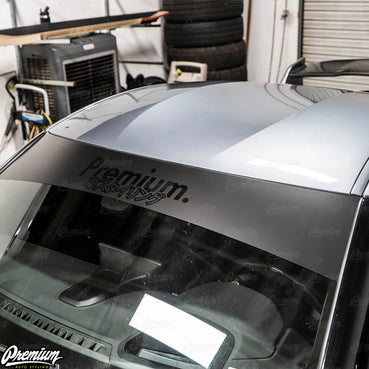 Premium Japanese Script Logo Window Banner | Satin Black w/ Gloss Black Logo - Stealth