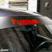 Premium Japanese Script Logo Window Banner | Satin Black w/ Red Logo