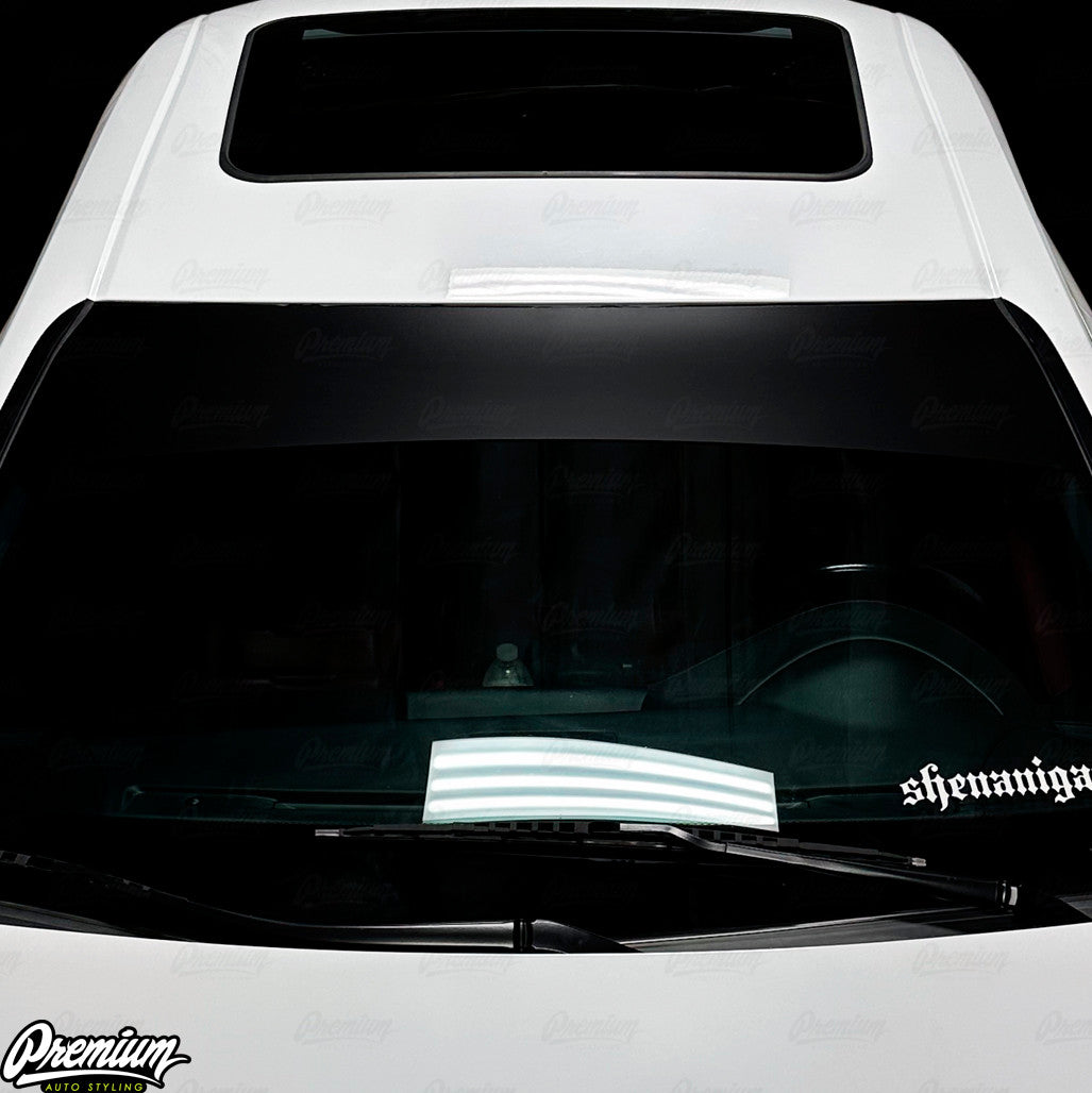 windshield tent UNIVERSAL FIT WINDSHIELD BANNER SATIN BLACK WRAP FILM