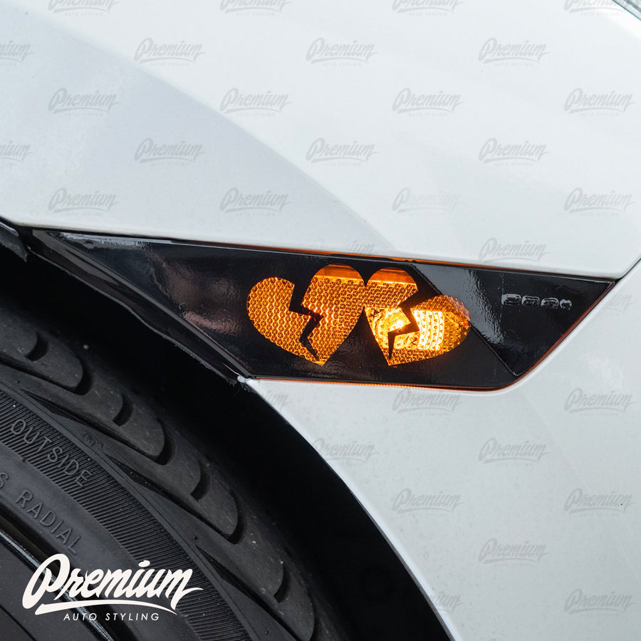 Broken Hearts Front Side Reflector Overlays- Gloss Black
