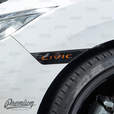 Civic Logo Front Side Reflector Light Overlays- Gloss Black