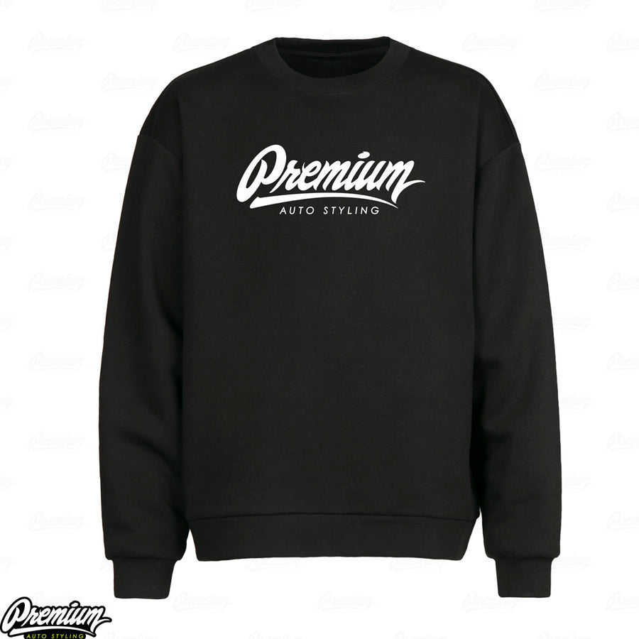 PREMIUM Crewneck Sweater - BLACK with WHITE LOGO