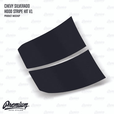 The Butcher Hood Stripe Kit v1 Vinyl Overlay - Multiple Colors Available | Chevy Silverado 2016-2018