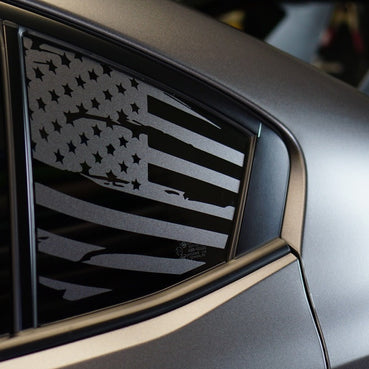 2015-2021 Subaru WRX Distressed US Flag Quarter Window Decals  SHOWN IN SATIN DARK GRAY