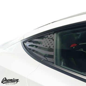TESLA MODEL 3 | QUARTER WINDOW DECAL - DISTRESSED US FLAG