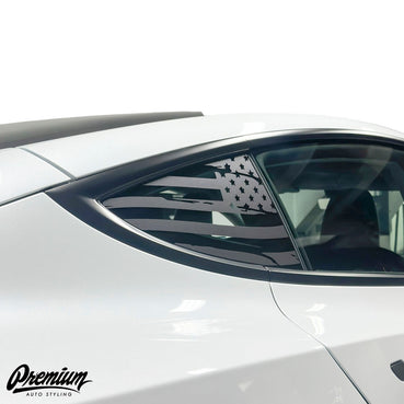 TESLA MODEL 3 | QUARTER WINDOW DECAL - DISTRESSED US FLAG