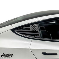 TESLA MODEL 3 | QUARTER WINDOW DECAL - DISTRESSED US FLAG