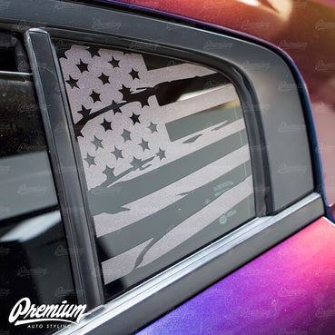 2011-2022 Dodge Charger distressed USA flag quarter window decals