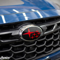 Shown in Satin Black Background with Red Stars