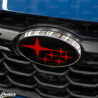 Shown in Satin Black Background with Red Stars