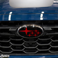 Shown in Satin Black Background with Red Stars