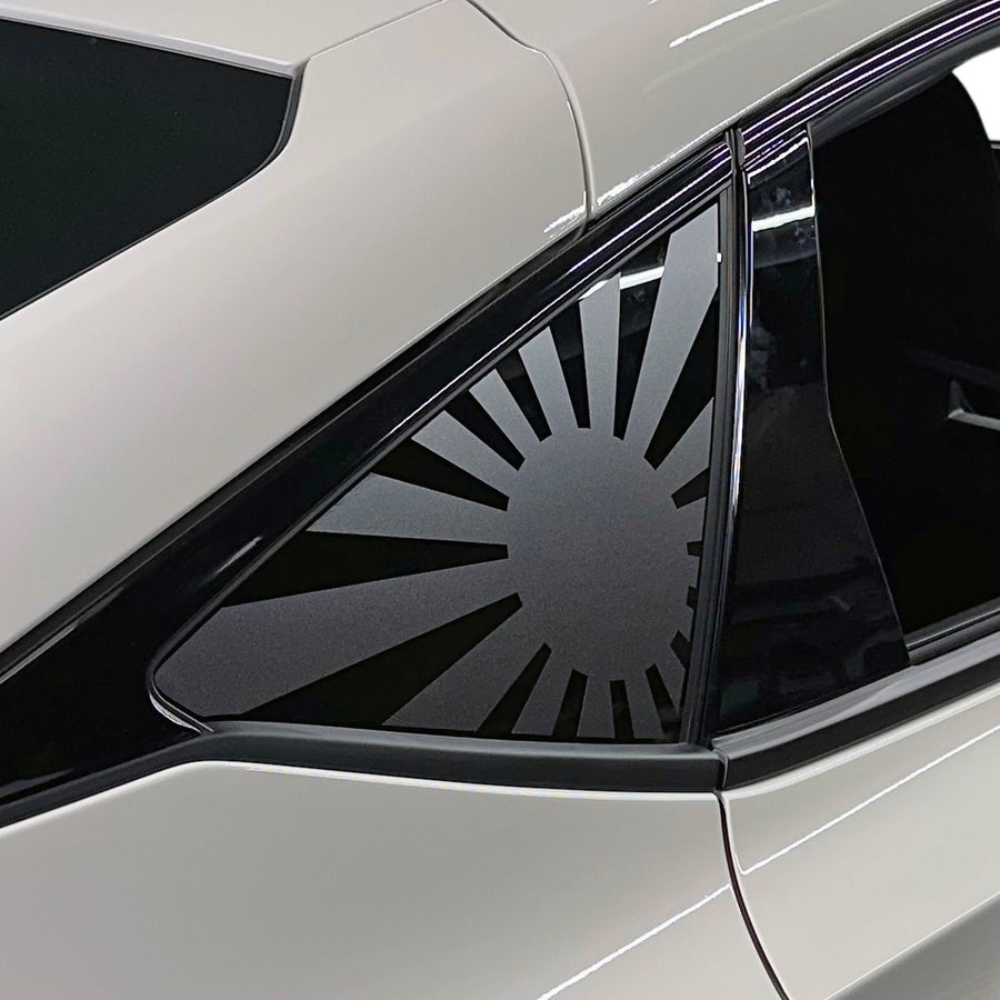 2022-2024 Honda Civic Hatchback | Quarter Window Rising Sun Flag Decals - Satin Black or Satin Dark Gray