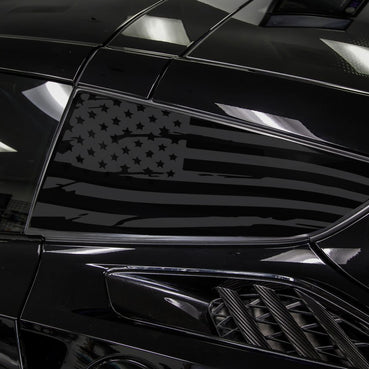 2014-2019 Corvette C7 Distressed US Flag Quarter Window Decal