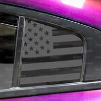 Pre-Cut American Flag Rear Quarter Window DECAL Set - Satin Black / Satin Grey | 2011-2022 Dodge Charger