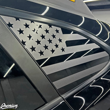 Rear Quarter Window US Flag DECAL - SATIN GREY